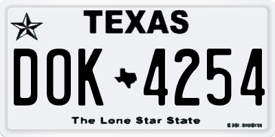 TX license plate DOK4254