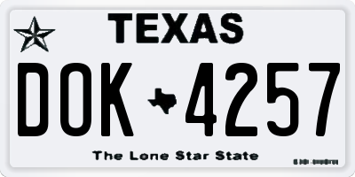 TX license plate DOK4257