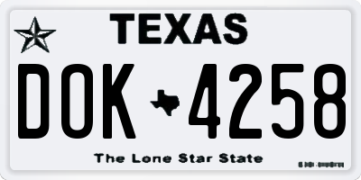 TX license plate DOK4258