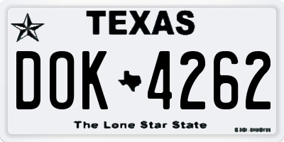 TX license plate DOK4262