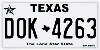 TX license plate DOK4263