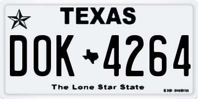 TX license plate DOK4264