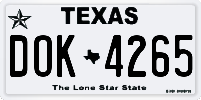 TX license plate DOK4265