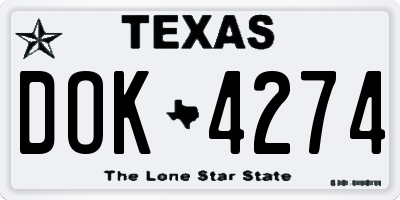 TX license plate DOK4274