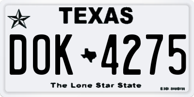 TX license plate DOK4275
