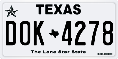 TX license plate DOK4278
