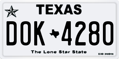 TX license plate DOK4280
