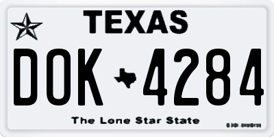 TX license plate DOK4284
