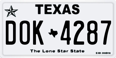 TX license plate DOK4287