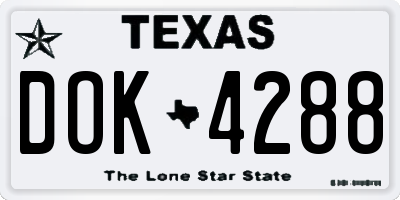 TX license plate DOK4288