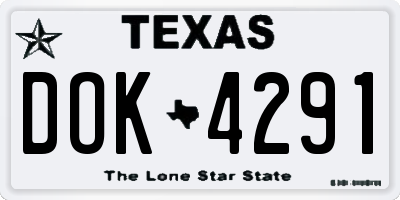 TX license plate DOK4291