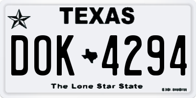 TX license plate DOK4294