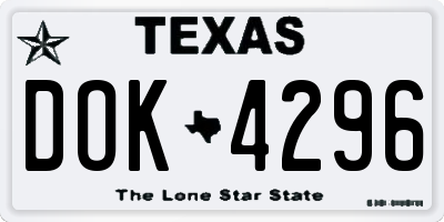 TX license plate DOK4296