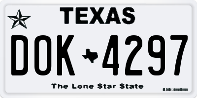 TX license plate DOK4297
