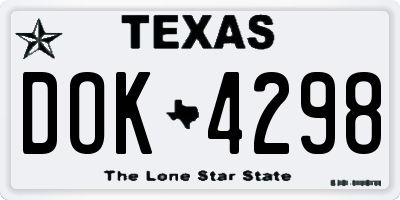 TX license plate DOK4298