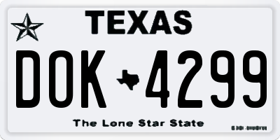 TX license plate DOK4299