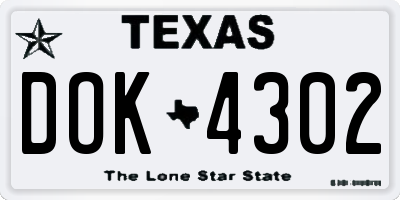 TX license plate DOK4302