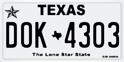 TX license plate DOK4303
