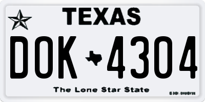 TX license plate DOK4304