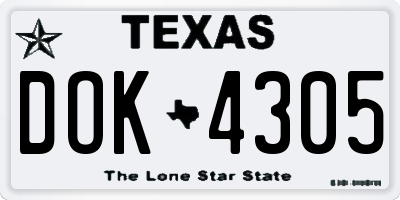 TX license plate DOK4305
