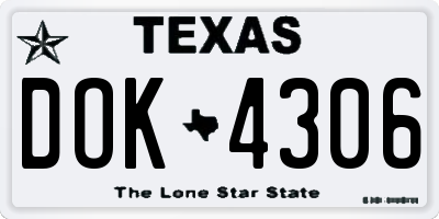 TX license plate DOK4306