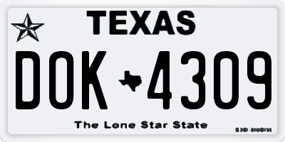 TX license plate DOK4309