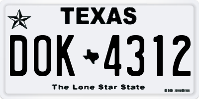 TX license plate DOK4312