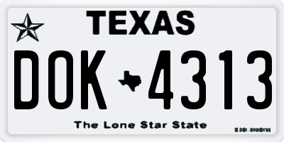 TX license plate DOK4313