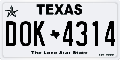 TX license plate DOK4314