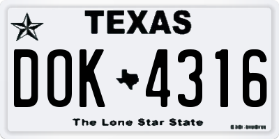 TX license plate DOK4316