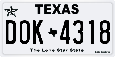 TX license plate DOK4318