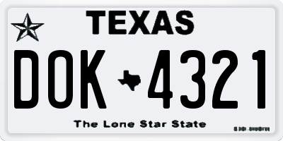 TX license plate DOK4321