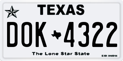 TX license plate DOK4322