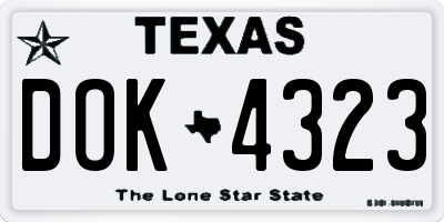 TX license plate DOK4323