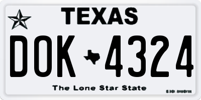 TX license plate DOK4324