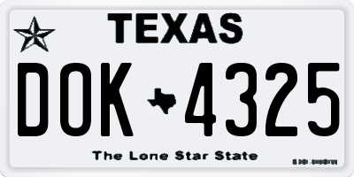 TX license plate DOK4325