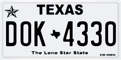 TX license plate DOK4330