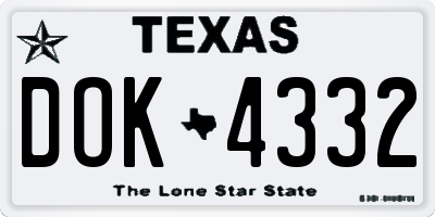 TX license plate DOK4332