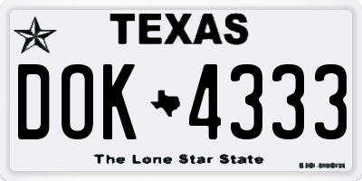 TX license plate DOK4333