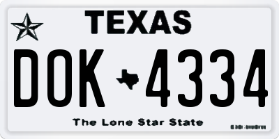 TX license plate DOK4334