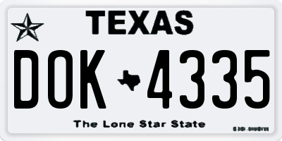 TX license plate DOK4335
