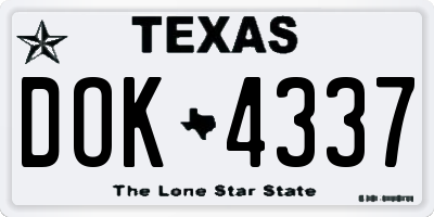 TX license plate DOK4337