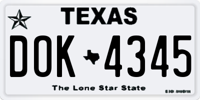 TX license plate DOK4345