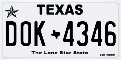 TX license plate DOK4346