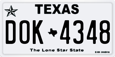 TX license plate DOK4348