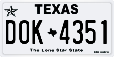TX license plate DOK4351