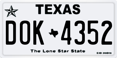 TX license plate DOK4352