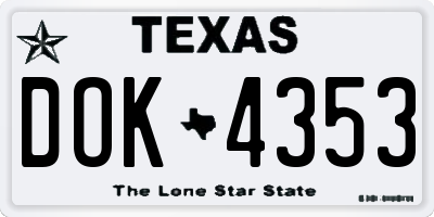 TX license plate DOK4353