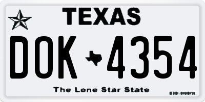 TX license plate DOK4354