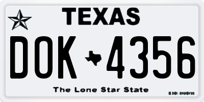 TX license plate DOK4356